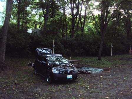 Camping site Pic in the morning, I survived just fine, had some spam and eggs in the morning and jetted out.