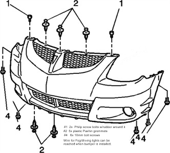 pontiac vibe front bumper removal