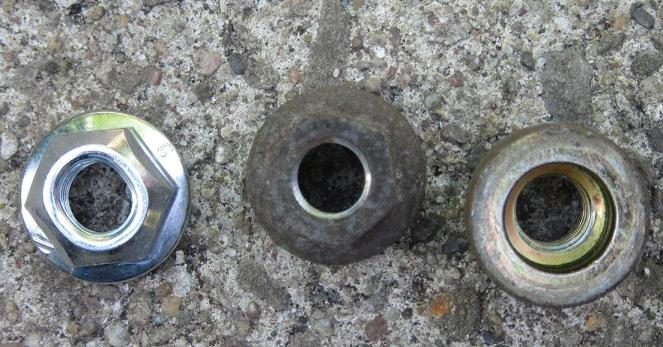 new ovalized nut and 2 original nuts